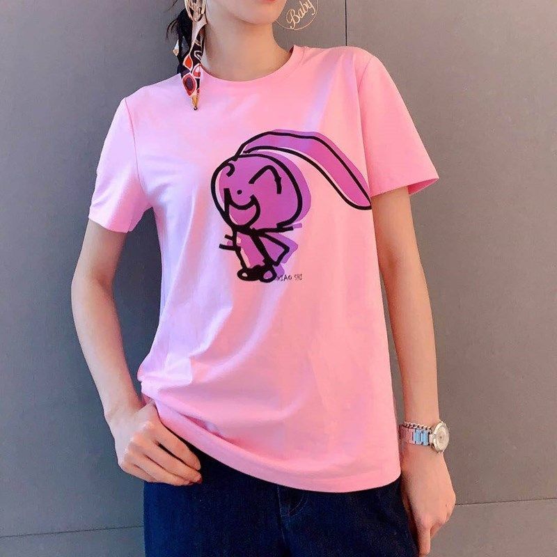 阿玛施旗舰店官网专柜正品2020夏季新款女装修身百搭T恤兔子短袖