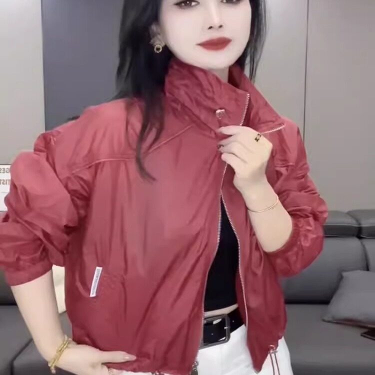 2025夏季新款女士轻薄立领透气短款防晒衣防紫外线宽松休闲外套潮
