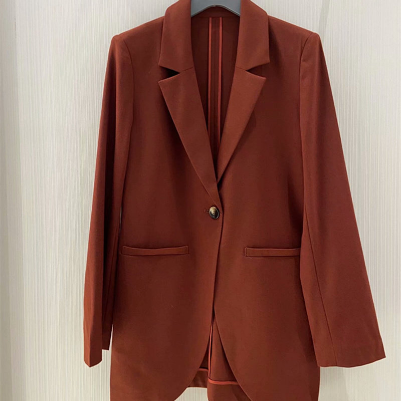 阿玛施旗舰店官网正品2020秋季新款百搭休闲一粒扣中长款西装外套