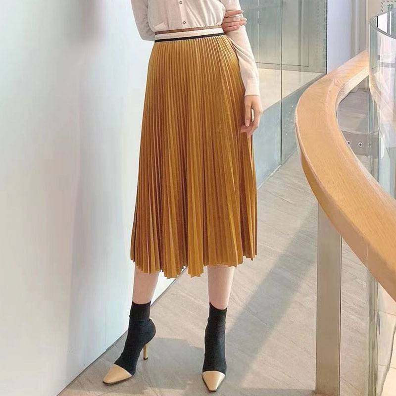 阿瑪施旗舰店官网2020春季新款正品女百搭休闲半身裙女士百褶腰裙