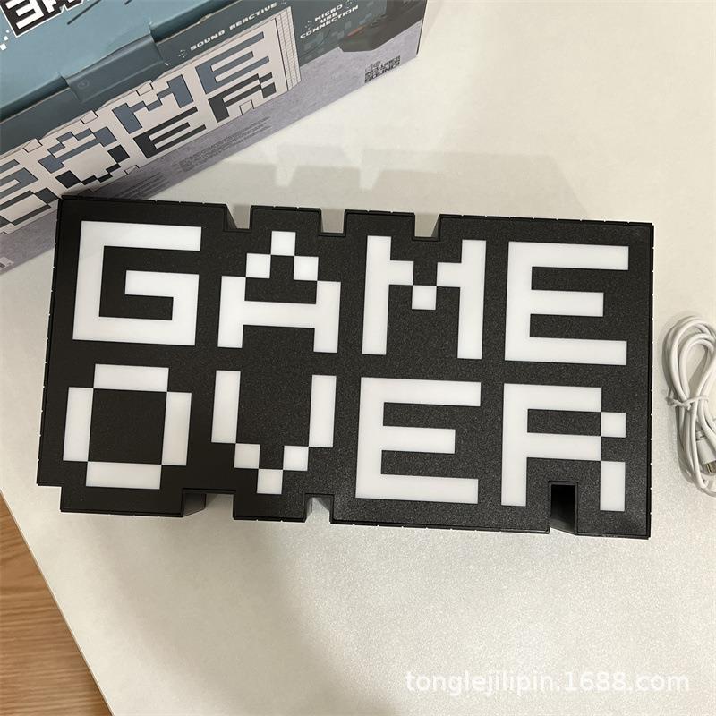 GAMEOVER游戏氛围灯三档位可调节拾音灯USB七彩小夜灯变色字母灯