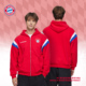 拜仁慕尼黑足球俱乐部 秋冬红色休闲拼接加绒拉链连帽外套