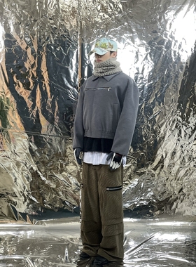 Pointless 23FW 春秋季原创设计高级重磅3D立体斜纹胸口拉链夹克