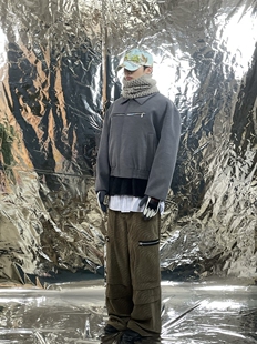 原创设计高级重磅3D立体斜纹胸口拉链夹克 春秋季 Pointless 23FW