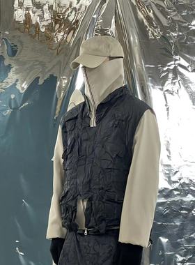 Pointless 22Aw 褶皱多口袋机能马甲背心  中国新说唱黄旭同款