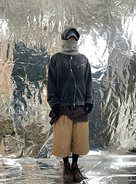 Pointless 23FW  S型飘移拉链时尚做旧水洗破坏宽松连帽卫衣外套