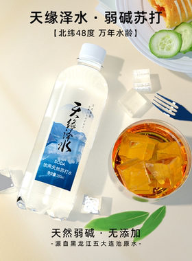 天缘泽水五大连池天然苏打水碱性水350ml*24瓶整箱无糖无气矿泉水
