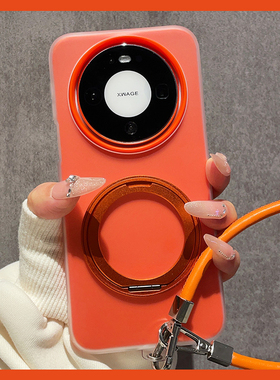 橙色二合一双层适用华为Mate80手机壳Mate70Pro新款360金属旋转支架Mete60保护套50个性简约max防摔外壳情侣