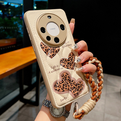 立体波浪爱心豹纹适用华为mate80手机壳mate70Pro保护套mete60皮质外壳50镜头全包40小众30高级感Max女款防摔