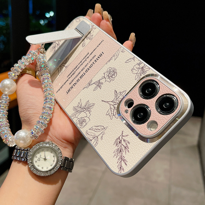 皮质素描山茶花适用于苹果17Promax手机壳16Pro新款支架iPhone15镜头全包14Plus轻奢小香风13防摔外壳12女11