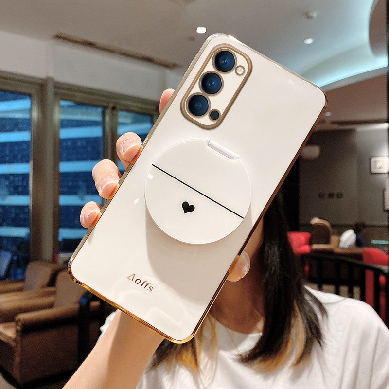 opporeno4手机壳夏天新款补妆镜opporeno4pro直边软硅胶防摔reno4镜头