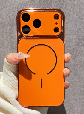 适用苹果17promax手机壳iPhone17新款磁吸17Pro橙色高级感iPhone17Air电镀软壳Max全包防摔17P男士外壳女Pm套