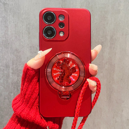 2026马年新款旋转支架适用OPPOReno15手机壳Reno14新年红色13Pro磨砂防滑12硬壳11超薄10外壳9镜头全包8女7/6