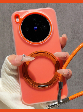 橙色二合一双层适用vivoX300手机壳X200新款360金属旋转支架X100Pro保护套X200S个性简约Ultra防摔外壳女情侣