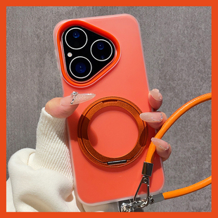 橙色二合一双层适用华为Pura80手机壳P70Pro新款360金属旋转支架P60保护套P80个性简约P80P防摔外壳情侣网红