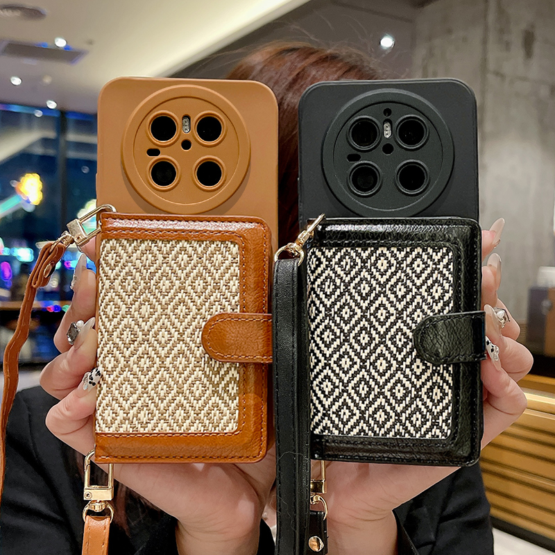 高档侧开零钱卡包适用于华为mate70Pro手机壳mate60保护套新款mete50镜头全包mt40斜跨背带M30简约高级感防摔