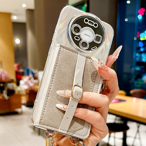羽纱磨砂翻毛皮侧开卡包适用华为Mate80手机壳mate70Pro新款mete60镜头全包50斜跨背包式40保护套防摔30女款