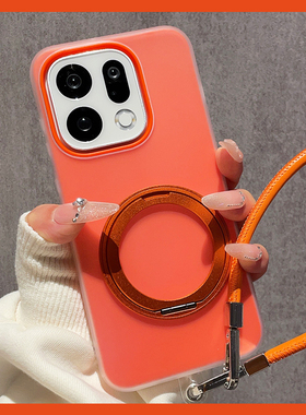 橙色二合一双层适用OPPOfindx9手机壳findx8新款360金属旋转支架x7Pro保护套X6个性简约X8S+防摔外壳X8S情侣