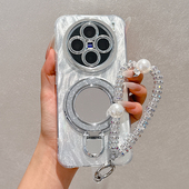 羽纱闪粉补妆镜支架适用于vivoX200手机壳X300Pro新款 X200S保护套X100带镜头膜X90全包防摔X80高级感X70女款