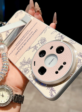 皮质素描山茶花适用华为mate80手机壳mate80Pro Max新款支架mete70镜头全包60轻奢50小香风40防摔30外壳女Air