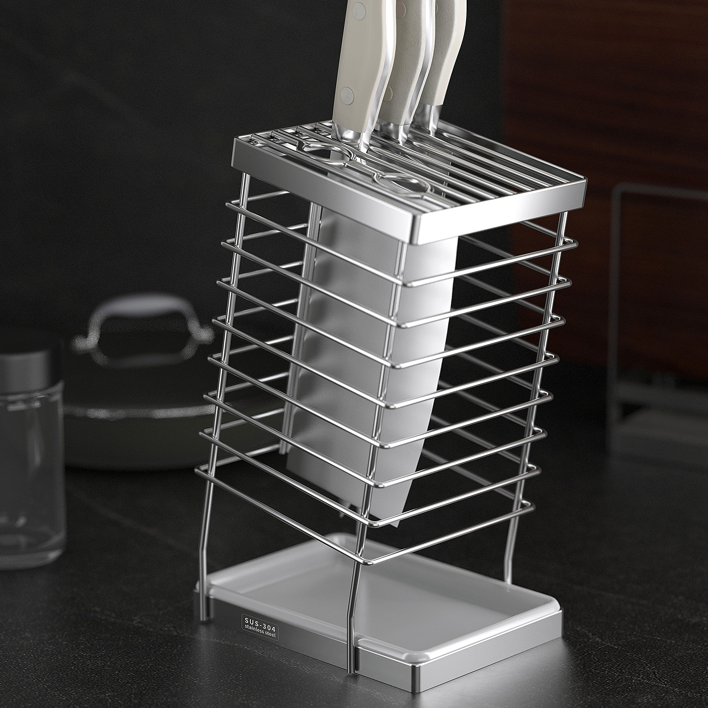 304不锈钢厨房刀架插防霉菜刀架