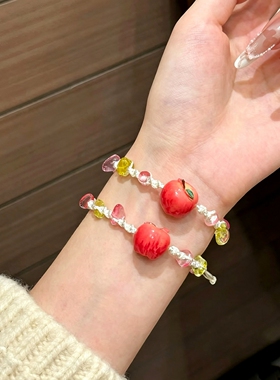 苹果手作编织手链ins风甜美配饰