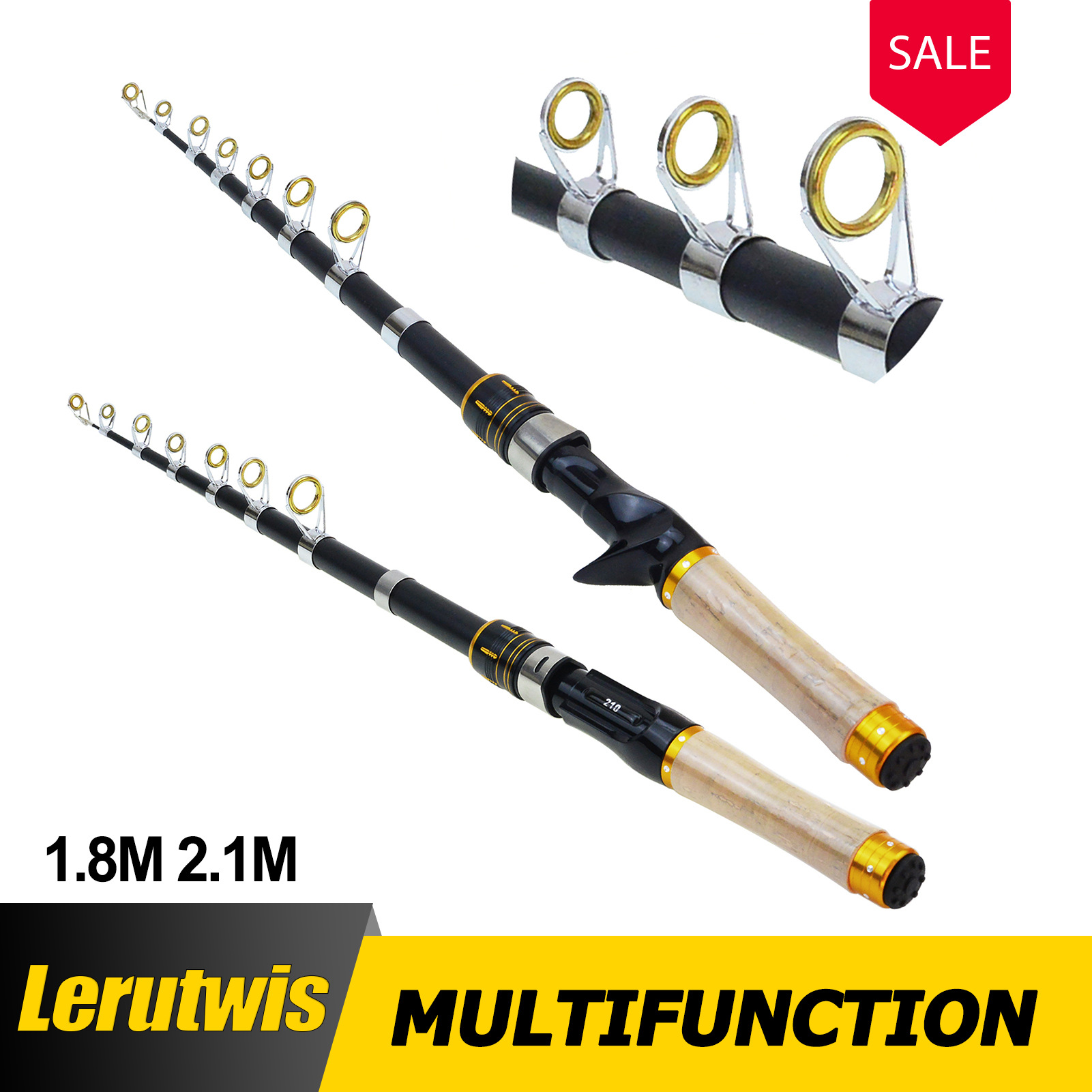 跨境代贴标超短便携小海竿收缩路亚竿短竿旅行竿口袋鱼竿渔具