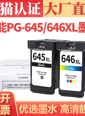 适用佳能PG-645/CL646XL墨盒 MG2560 2460 3060 2960 2965黑彩墨水 TS3160 3166 MX496 TR4560连供打印机墨水