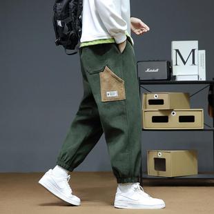工装裤男裤子男款春秋款男士休闲长裤宽松束脚运动九分裤大码男裤