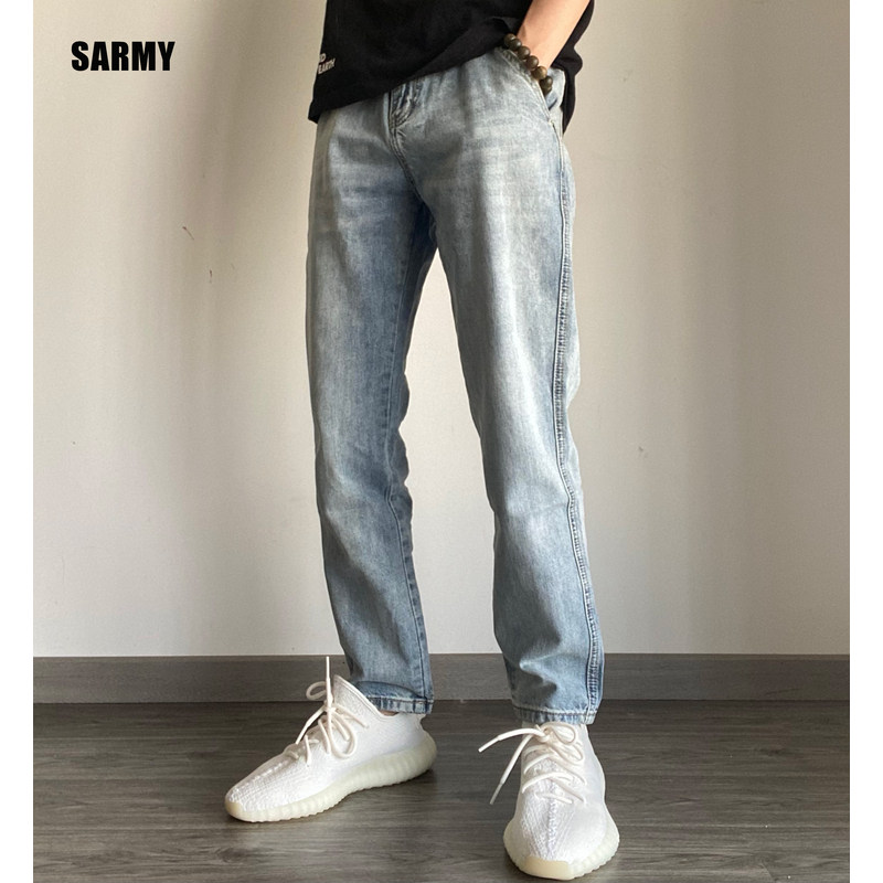 搭配椰子新款潮牌夏季薄款浅色直筒牛仔裤男士裤子宽松休闲裤高街