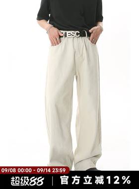 AWRB美式高街直筒基础款牛仔裤男士宽松百搭水洗Vibe风长裤潮