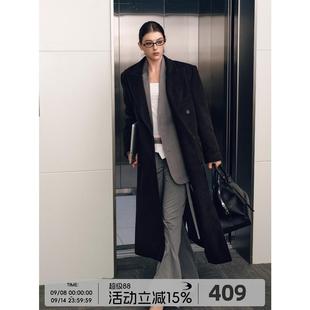 FREO3N双排扣毛呢外套高级感男女同款秋冬季新款超长宽松呢子大衣