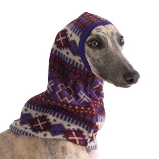 大型犬金毛萨摩小灵缇惠比特保暖防冻头套安抚防惊吓围脖宠物帽子