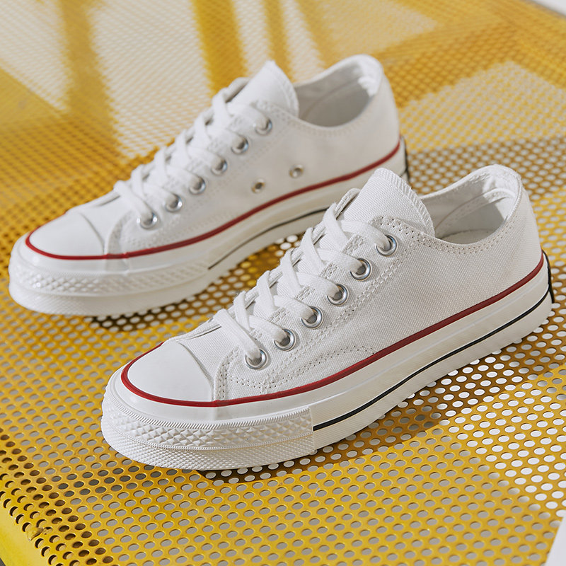 人本白色帆布鞋女低帮百搭白鞋学生板鞋平底白球鞋经典情侣小白鞋