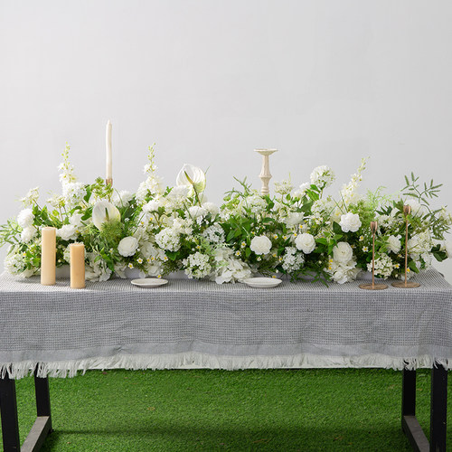 flowerwall白绿桌花仿真花摆件