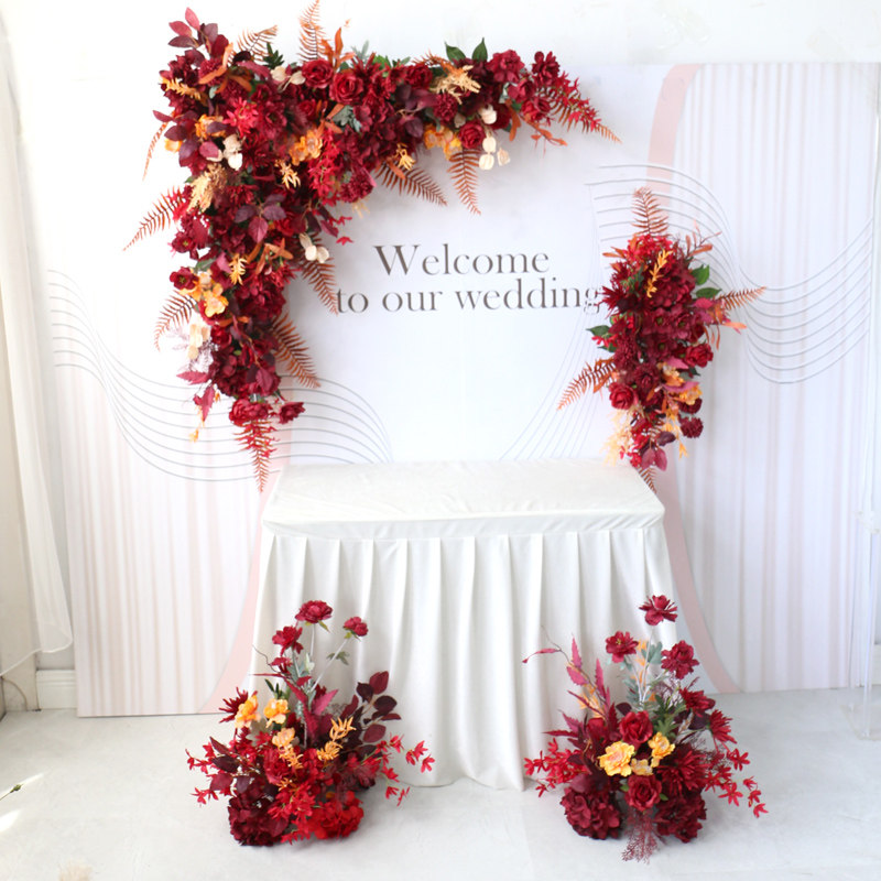 结婚会场布置花绢花仿真拱门三角花排楼盘开业年会花路引婚礼花艺