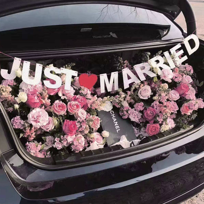后备箱车花装饰布置求婚表白道具浪漫惊喜婚礼花艺设计摄影展示花