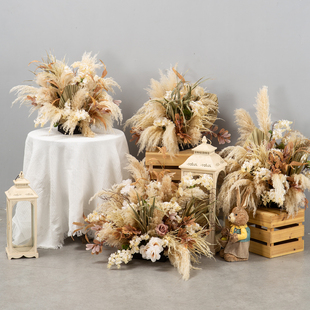 芦苇草仿真花橱窗美陈装饰花艺摆件服装店氛围门头自然风假花摆设