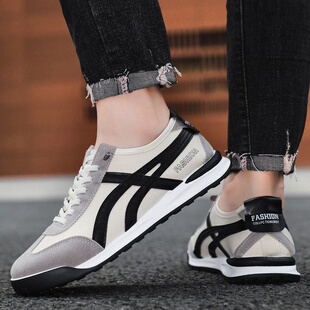 男鞋德训鞋男款2025新款夏季板鞋时尚布面透气休闲鞋一脚蹬阿甘鞋