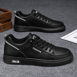 防滑防水防油春季 皮板鞋 新款 透气运动休闲男士 子黑色劳保 式 厨师鞋