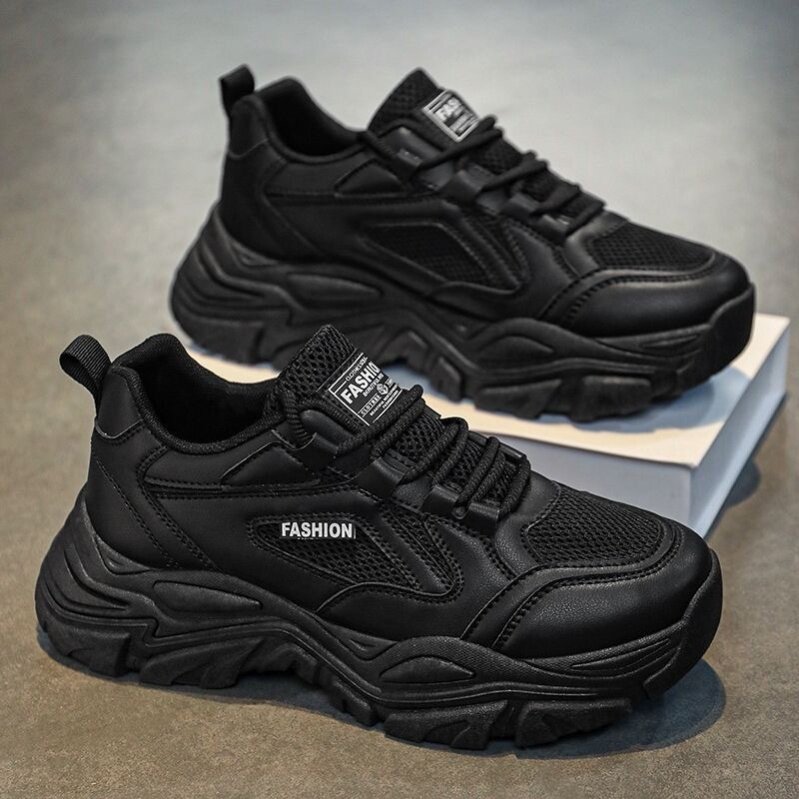 男鞋老爹鞋秋季2025新款简约透气小白鞋青少年跑步网面休闲运动鞋