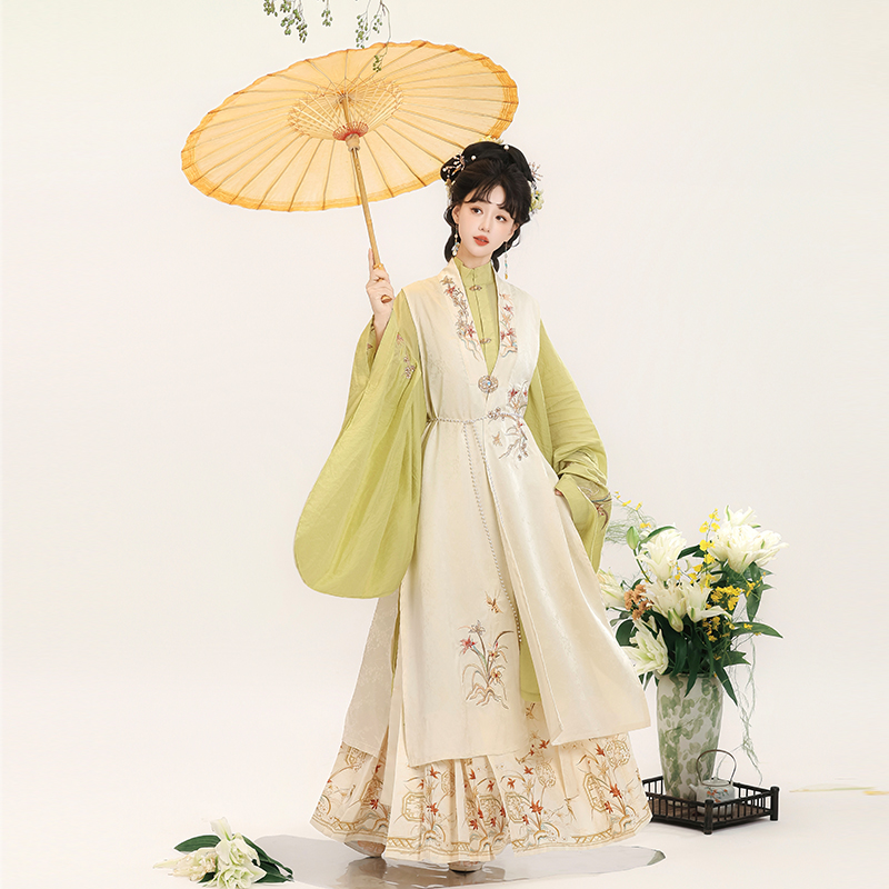 浣溪阁[拾月]原创汉服女明制立领对襟刺绣比甲马面裙日常秋冬套装