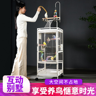 大型鹦鹉鸟笼子鸟站架灰鹦鹉家用防溅洒金属小太阳和尚凯克别墅笼