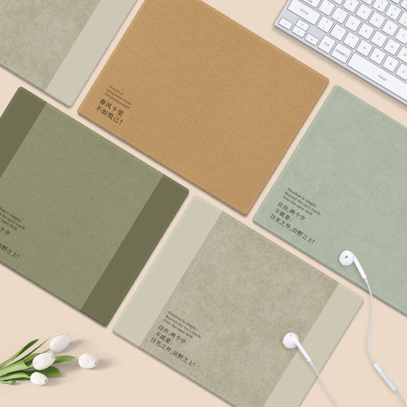 治愈系复古鼠标垫小号锁边定制文字办公桌面垫笔记本电脑键盘垫子