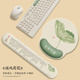 国画荷叶滑鼠垫大号笔记型电脑键盘托手托腕托办公家用莲花桌垫淡