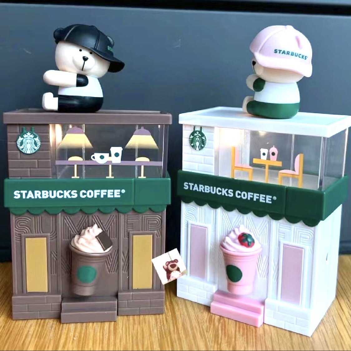 星巴克小熊店长手机支架夜灯卷粉棕绕线器收纳创意多功能夏日缤纷