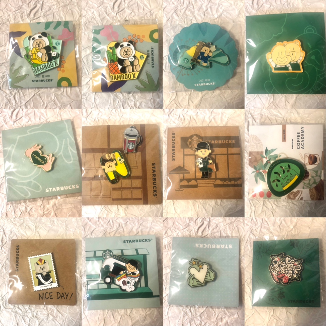 星巴克徽章pin粽子会员门店周年数字人鱼爱心围裙胸针内部奖励