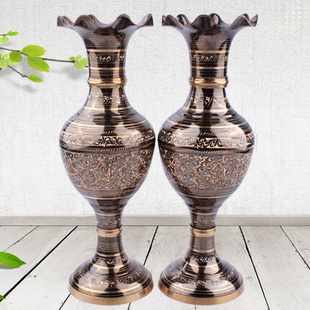 巴基斯坦铜器高级彩点铜花瓶仿古典艺术家居风水摆设花瓶