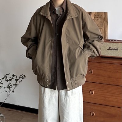 BUTQIU日系美式飞行夹克男女春季立领质感cleanfit外套情侣上衣