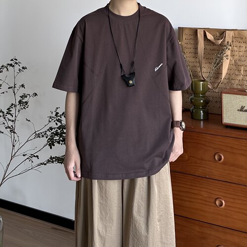 B东日系男装夏季户外凉感索罗娜运动拼接半袖男宽松百搭短袖T恤